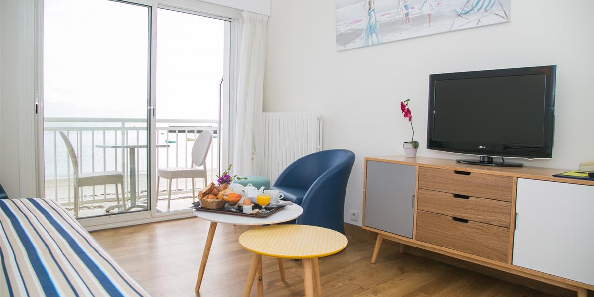 Appartement ou studio avec vue mer à l'hotel de la Plage Saint Pierre Quiberon en Bretagne Sud