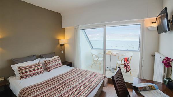Chambres avec vue sur mer 4ème étage à l'hotel de la Plage Saint Pierre Quiberon en Bretagne Sud