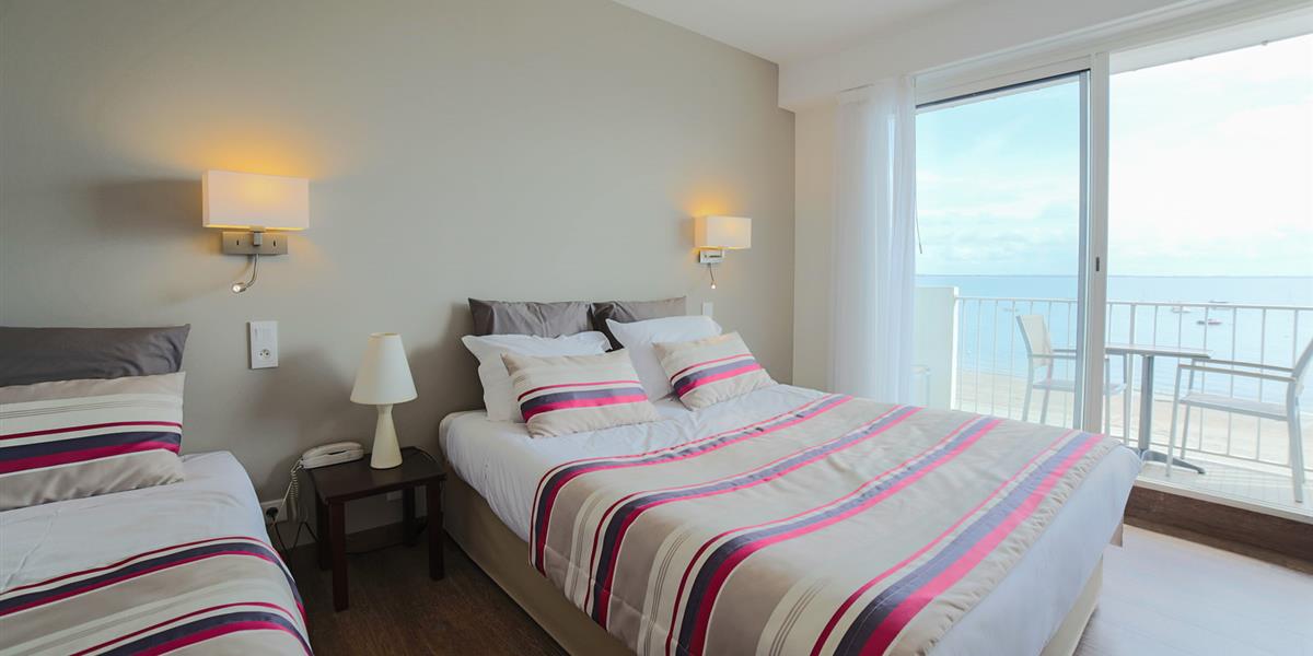 Chambres avec vue mer à l'hotel de la Plage Saint Pierre Quiberon en Bretagne Sud