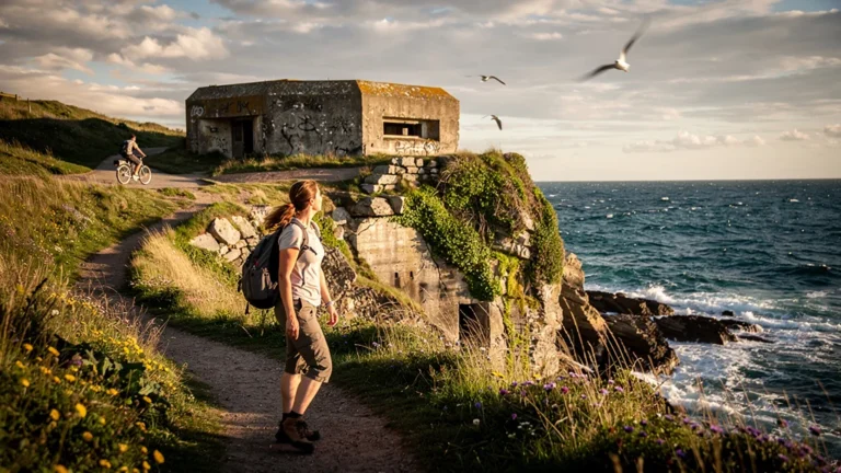 Découverte d’un bunker caché lors d’une balade à pied sur la presqu’île en bord de mer