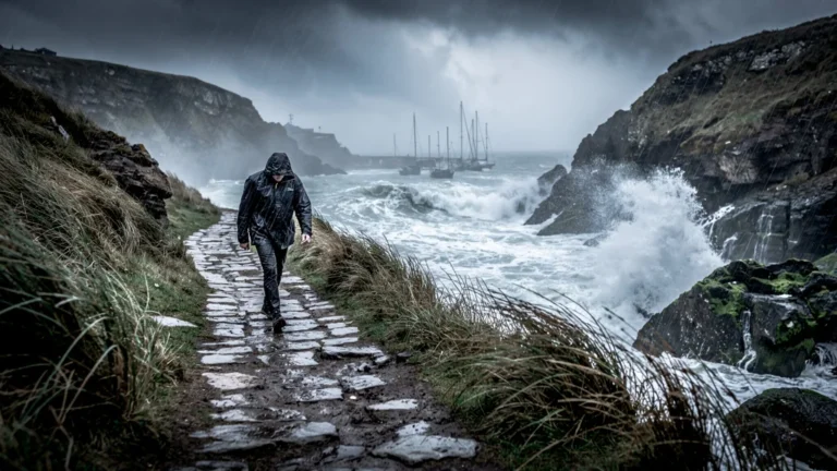 Balade sous la pluie et le vent entre Portivy et Port-Maria sur le sentier côtier