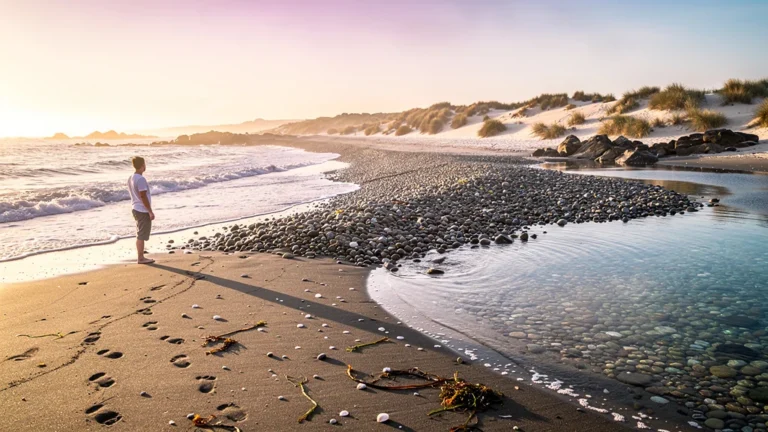 Comparaison hyperréaliste de 5 plages de la baie au lever du jour, fraîcheur matinale capturée en 8K